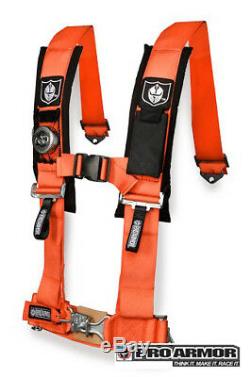 2x Pro Armor 2 4pt Harness Seat Belt withSewn Pads Orange Polaris Can-Am Kawasaki