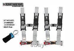 2x Pro Armor 2 4pt Harness Seat Belt withSewn Pads Silver For Polaris Can-Am
