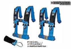 2x Pro Armor 3 4pt Harness Seat Belt withSewn Pads BLUE For Polaris Can-Am