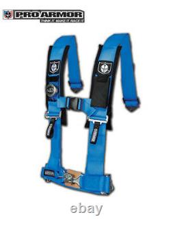 2x Pro Armor 3 4pt Harness Seat Belt withSewn Pads BLUE For Polaris Can-Am