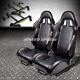 2x T1 Pvc Leather Black Racing Seat+slider+4-point Black Harness Buckle Belts