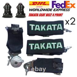 2x TAKATA 4 Point Snap-On 3 W Camlock Racing Seat Belt Harness Universal Black