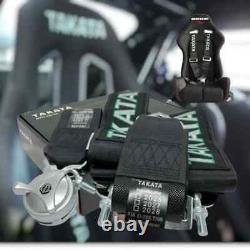 2x TAKATA 4 Point Snap-On 3 W Camlock Racing Seat Belt Harness Universal Black