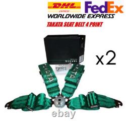 2x TAKATA 4 Point Snap-On 3 W Camlock Racing Seat Belt Harness Universal Green