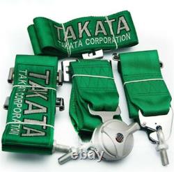 2x TAKATA GREEN 4 Point Snap-On 3 With Camlock Racing Seat Belt Harness Univers