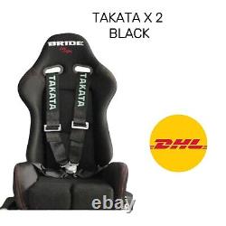 2x Takata 4 Point Snap-On 3 w Camlock Racing Seat Belt Harness BLACK Universal