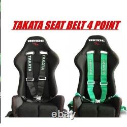 2x Takata 4 Point Snap-On 3 w Camlock Racing Seat Belt Harness BLACK Universal