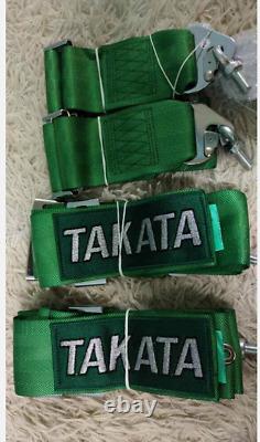 2x Takata 4 Point Snap-On 3 w Camlock Racing Seat Belt Harness Green Expedite