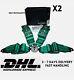 2x Takata 4 Point Snap-On 3 w Camlock Racing Seat Belt Harness Green Universal