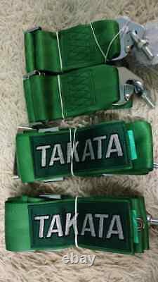 2x Takata 4 Point Snap-On 3 w Camlock Racing Seat Belt Harness Green Universal