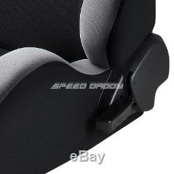 2x Type-r Gray Black Cloth Racing Seats+universal Slider+2x 4-point Harness Belt