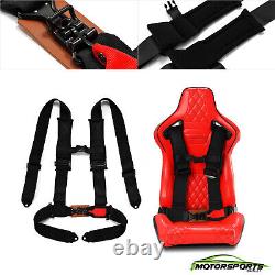 2x Universal 4-Point 3 Car Auto Safety Black Racing Sport Seat Belt Harness