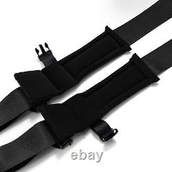 2x Universal 4-Point 3 Car Auto Safety Black Racing Sport Seat Belt Harness