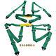 2x Universal 4 Point Buckle Racing Safety Harness Adjustable Seat Belt Green
