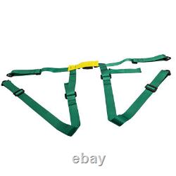 2x Universal 4 Point Buckle Racing Safety Harness Adjustable Seat Belt Green