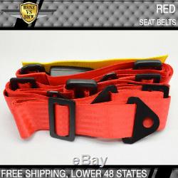 2x Universal JDM Red 4 Point Racing Seat Belts Safety Harness 2 Inch Strap Pair