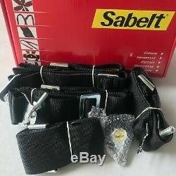 3W Black Sabelt 4 Point Camlock Quick Release Seat Belt Harness Universal