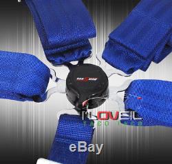 3 Five Point Camlock Drift Track Racing Seat Harness Belt Latch Lock Blue Pair