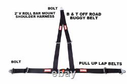 3 Point Off Road Bolt In Seat Belt 2 V Harness Buggy Seatbelt Black