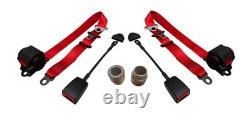 3 Point Red Seat Belts Pair for Porsche 911 912 914 356