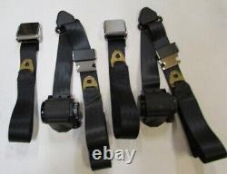 3 Point Retractable Lap Seat Belt With Shoulder Harness Set(2) Black Bench Seats