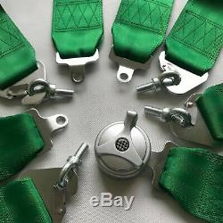 3 W Green 4 Point Camlock Quick Release Racing Car Seat Belt Harness Universal