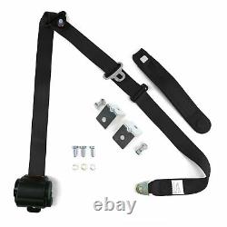 3pt Black Retractable Seatbelt With Mount Brackets Standard Buckle harness v8