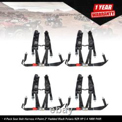 4 Pack Seat Belt Harness 4 Point 2 Padded Black For Polaris RZR XP S 4 1000