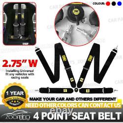 4 Point 2.75/W Camlock Universal Racing Seat Belt Harness Quick Release Black