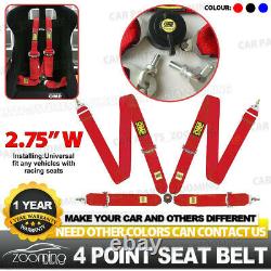 4 Point 2.75/W Camlock Universal Racing Seat Belt Harness Quick Release Red