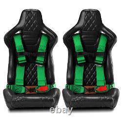 4-Point Car Auto Green Racing Sport Seat Belt Safety Harness Strap Universal