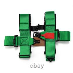 4-Point Car Auto Green Racing Sport Seat Belt Safety Harness Strap Universal