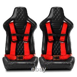 4-Point Car Auto Red Racing Sport Seat Belt Safety Harness Strap Universal