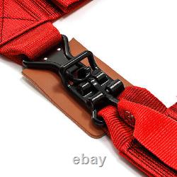 4-Point Car Auto Red Racing Sport Seat Belt Safety Harness Strap Universal