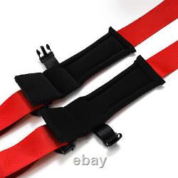 4-Point Car Auto Red Racing Sport Seat Belt Safety Harness Strap Universal