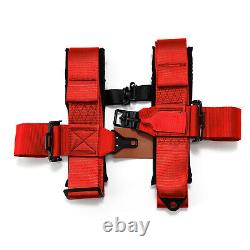 4-Point Car Auto Red Racing Sport Seat Belt Safety Harness Strap Universal