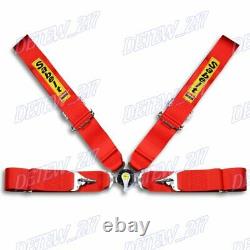 4 Point Red Camlock Quick Release Car Seat Belt Harness Racing Universal 3 New