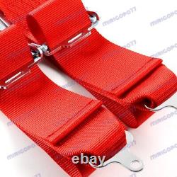 4 Point Red Camlock Quick Release Car Seat Belt Harness Racing Universal Sabel