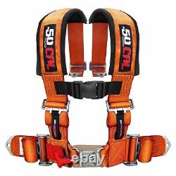 4 Point Safety Harness 2 Youth fit Padded Shoulders Seat Belt Latch Lock ORANGE