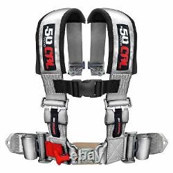 4 Point Safety Harness 2 Youth fit Padded Shoulders Seat Belt Latch Lock SILVER