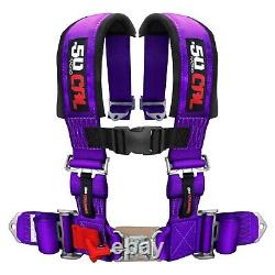 4 Point Safety Harness 3 Wide Padded Shoulder Strap Seat Belt Latch Lock PURPLE