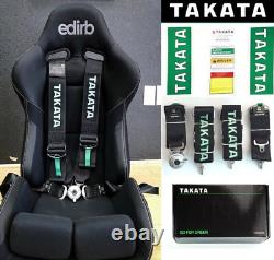 4 Point Snap-On 3 Racing Seat Belt Harness Camlock Takata Black Fast Ship
