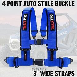 4 Point UTV Harness 3 Belt Auto Style Buckle RZR Teryx X3 Talon YXZ1000R Blue