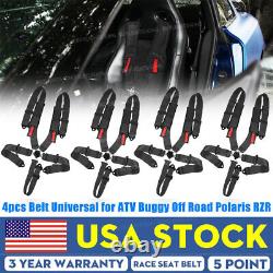 4pcs 5 Point 3 Racing Seat Belt Harness Universal For ATV OFF ROAD RZR Polaris