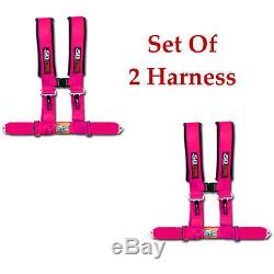 50 Caliber Racing Safety Seat Belt Race 2 qty 4 Point Pink Harness RZR 1000 XP