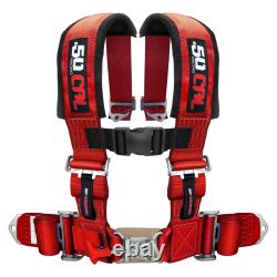 50 Caliber Racing Universal Seat Belt Harness 4 Point Red Quick Release Jdm