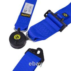 5-Point Blue Nylon Straps Cam Lock Drift Racing Safe Seat Belt Harness SFI 16.1