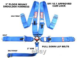 5 Point Five Point Sfi 16.1 Race Harness Floor Mount Seat Belt Cam Lock Bolt In