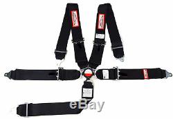 5 Point Racing Harness Seat Belt 3 Sfi 16.1 Cam Lock Roll Bar Mount Black