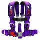 5 Point Safety Harness 2 Inch Padded Seat Belt Latch Lock Sternum Strap Purple